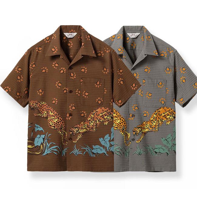 STAR OF HOLLYWOOD スターオブハリウッド SH39720　DOBBY COTTON OPEN SHIRT “LEOPARD” コットンオープンカラーシャツ　半袖 | 