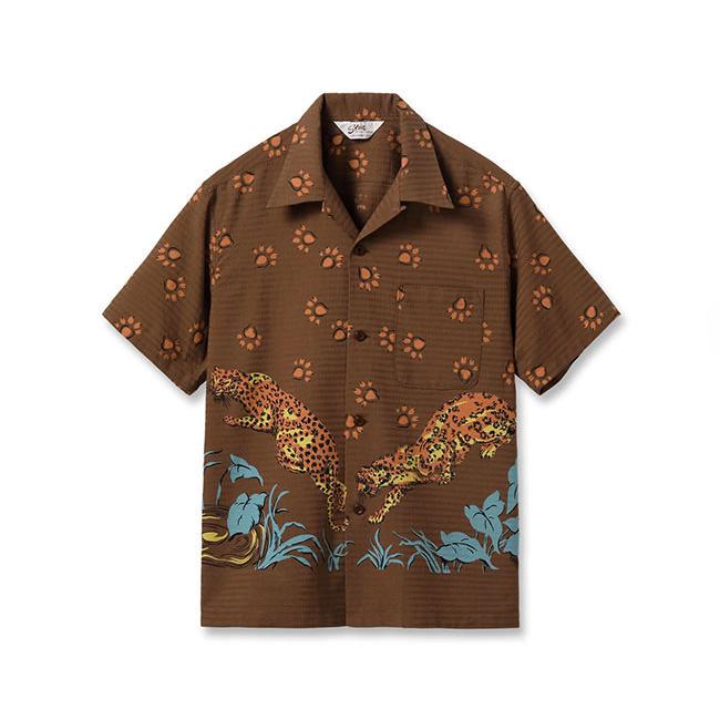 STAR OF HOLLYWOOD スターオブハリウッド SH39720　DOBBY COTTON OPEN SHIRT “LEOPARD” コットンオープンカラーシャツ　半袖 |  | 01