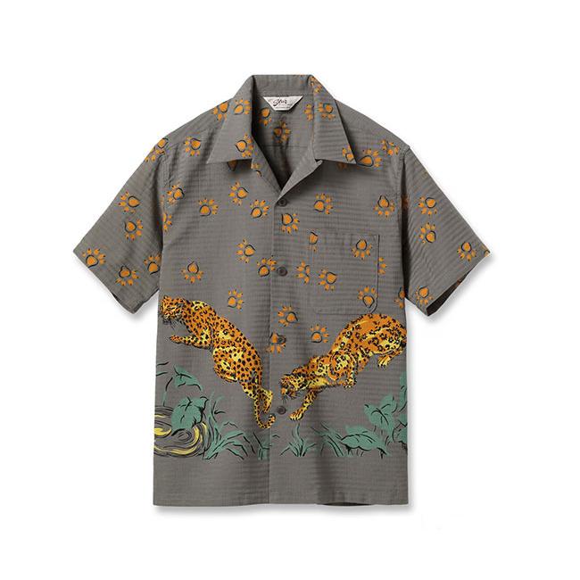 STAR OF HOLLYWOOD スターオブハリウッド SH39720　DOBBY COTTON OPEN SHIRT “LEOPARD” コットンオープンカラーシャツ　半袖 |  | 02