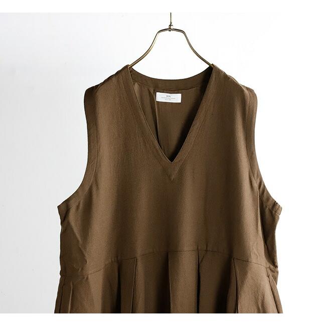 SOIL ソイル COTTON WOOL TWILL WEAVE PLAIN V-NECK PLEATS NO 