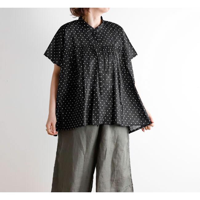 SOIL ソイル NSL26051 80s COTTON VOILE DOT PRINT BANDED COLLAR FRENCH/SL SHIRT ドットバンドカラーシャツ | 