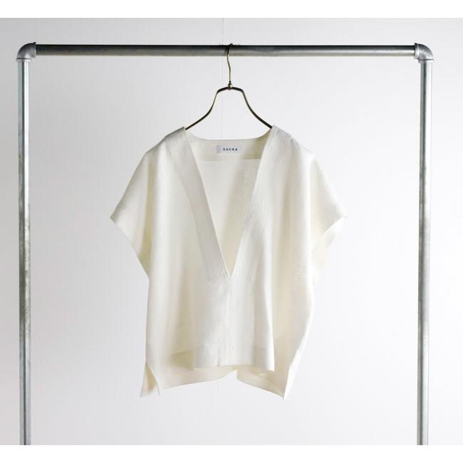 SACRA サクラ 126212071 ラスティックリネン クロップドトップ RUSTIC LINEN TOP |  | 08