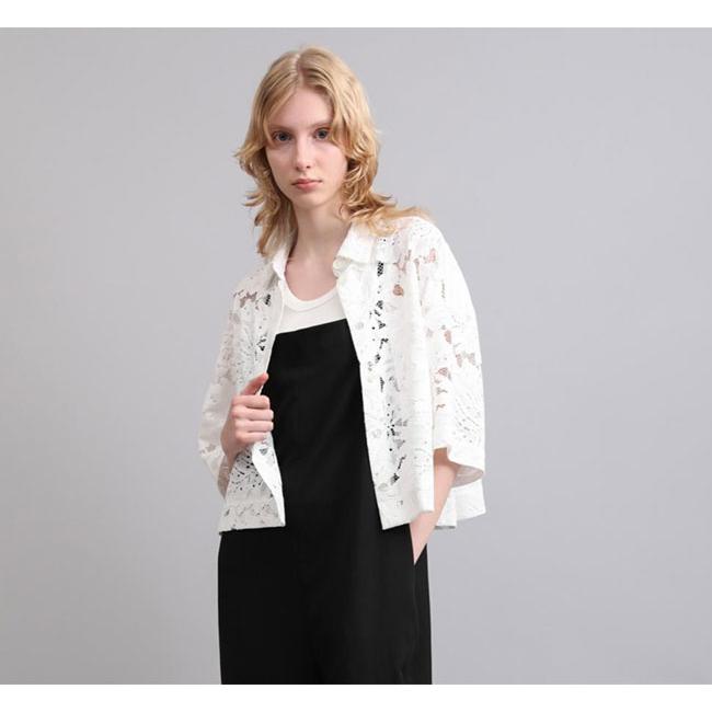 SACRA サクラ 126113071 ラッセルレース クロップドシャツ LEAF RASCHEL LACE CROPPED SHIRT | 
