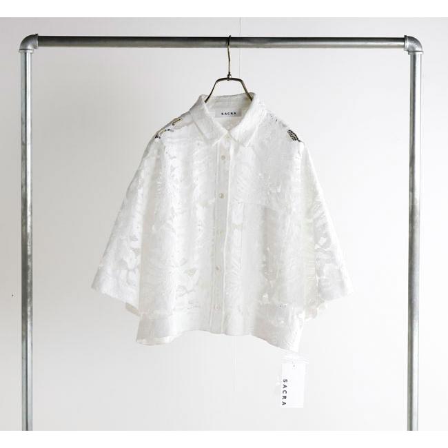 SACRA サクラ 126113071 ラッセルレース クロップドシャツ LEAF RASCHEL LACE CROPPED SHIRT |  | 05