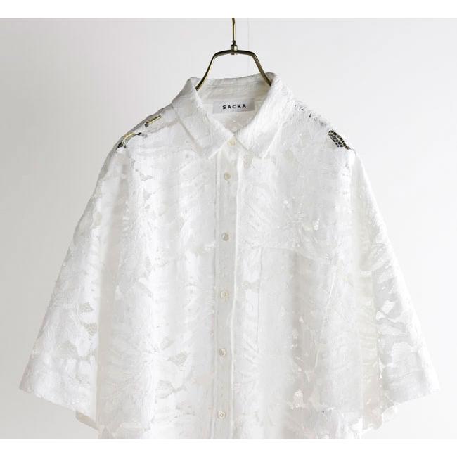 SACRA サクラ 126113071 ラッセルレース クロップドシャツ LEAF RASCHEL LACE CROPPED SHIRT |  | 08