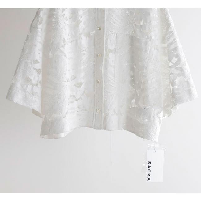SACRA サクラ 126113071 ラッセルレース クロップドシャツ LEAF RASCHEL LACE CROPPED SHIRT |  | 09