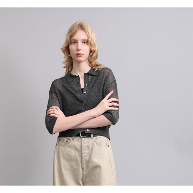 SACRA サクラ 126131081 メランジ ポロカーディガン LI/PL MELANGE POLO CARDIGAN | 