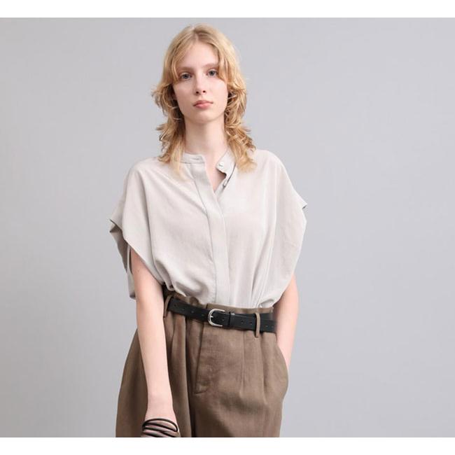 SACRA サクラ 126114071 バンドカラートップ TRIACE MICRO CREPE TOP | 