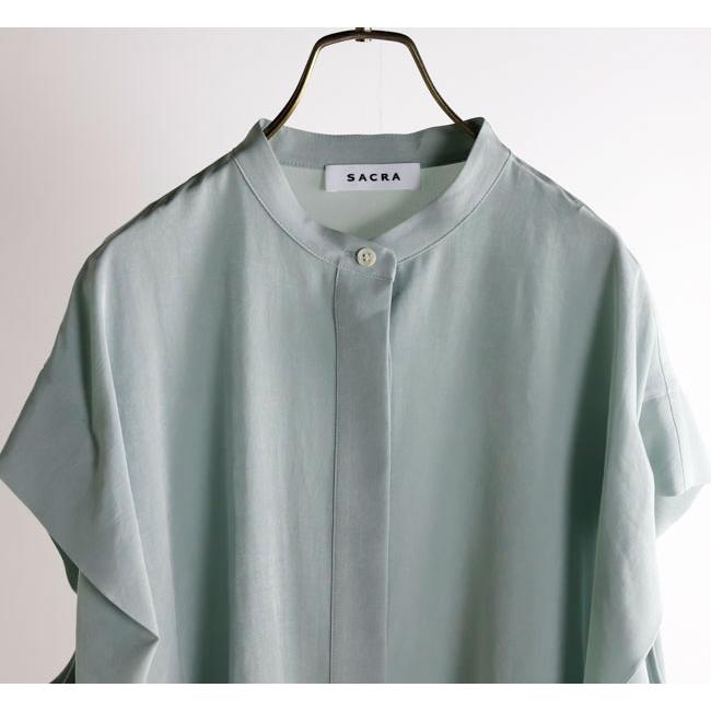 SACRA サクラ 126114071 バンドカラートップ TRIACE MICRO CREPE TOP |  | 12