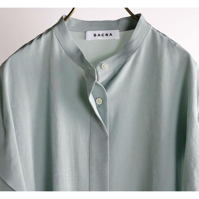 SACRA サクラ 126114071 バンドカラートップ TRIACE MICRO CREPE TOP |  | 13