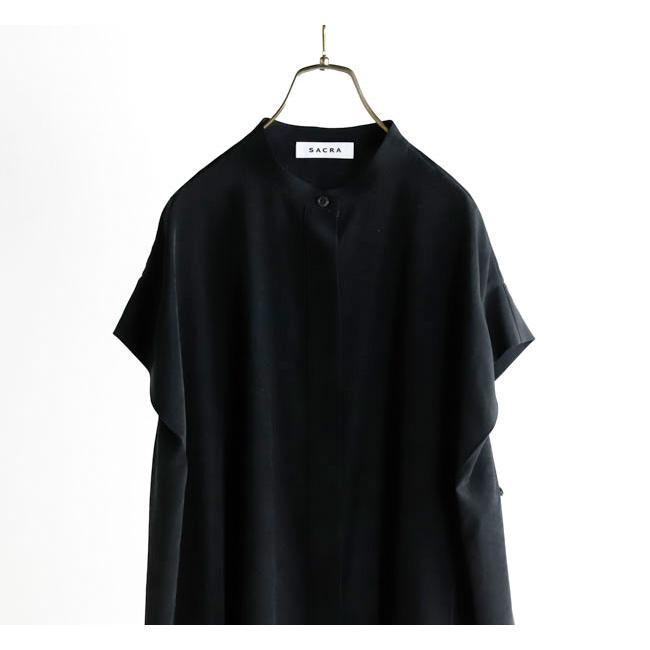 SACRA サクラ 126114071 バンドカラートップ TRIACE MICRO CREPE TOP |  | 17