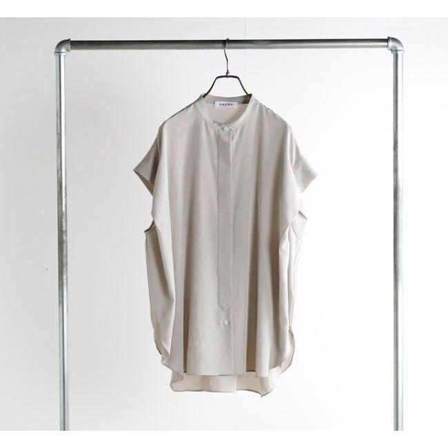 SACRA サクラ 126114071 バンドカラートップ TRIACE MICRO CREPE TOP |  | 05