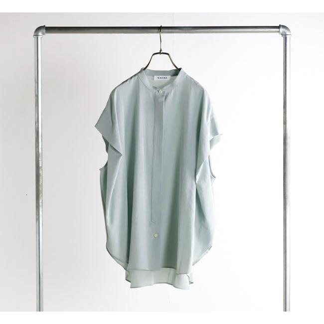 SACRA サクラ 126114071 バンドカラートップ TRIACE MICRO CREPE TOP |  | 06