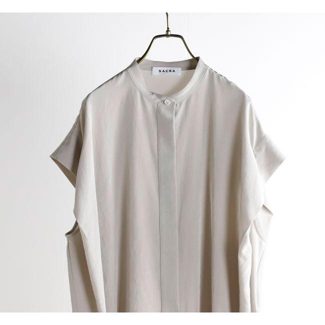 SACRA サクラ 126114071 バンドカラートップ TRIACE MICRO CREPE TOP |  | 09