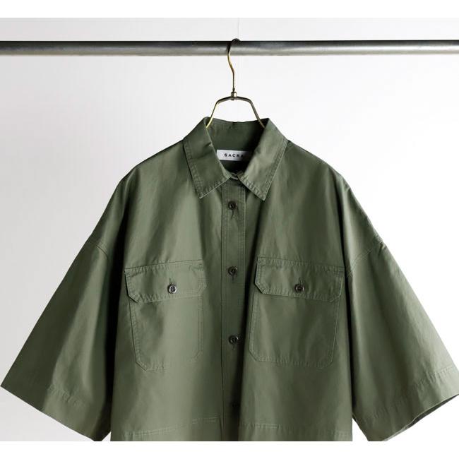 SACRA サクラ 126208071 コットンホースクロス クロップドミリタリーシャツ COTTON HORSE CLOTH CROPPED SHIRT |  | 08