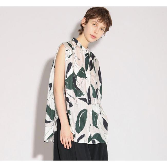 SACRA サクラ 126213071 ノースリーブバンドカラートップ MODERN LEAVES TOP | 