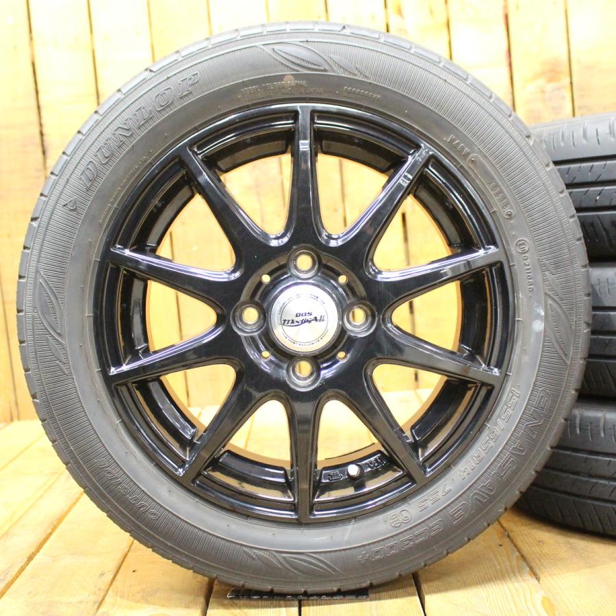 タント、ミラ、ムーヴ、ワゴンR　スタッドレスタイヤ、アルミホイールセット４本　１５５/ ６５R /１４インチ　ダンロップ　１４X4.5J PCD100 タント、ミラ、ムーヴ、ワゴンR スタッドレスタイヤ、アルミホイール
