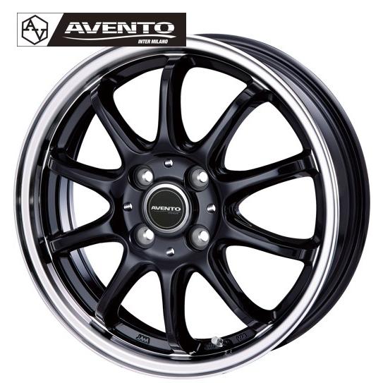 14インチ 4H100 4.5J+45 4穴 AVENTO FF-10 ホイール 1本 ブラック/リム