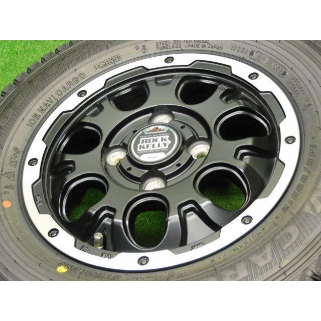 中古 ホイールタイヤ 4本 145/80R12 2022年製 9分山 ロックケリー カルデラ スタッドレス タイヤ グッドイヤー アイスナビカーゴの画像