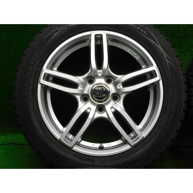 中古 ホイールタイヤ 4本 205/55R16 2017年製 5分山 スポーツテクニック スタッドレス タイヤ ダンロップ ウィンターマックス WM01の画像