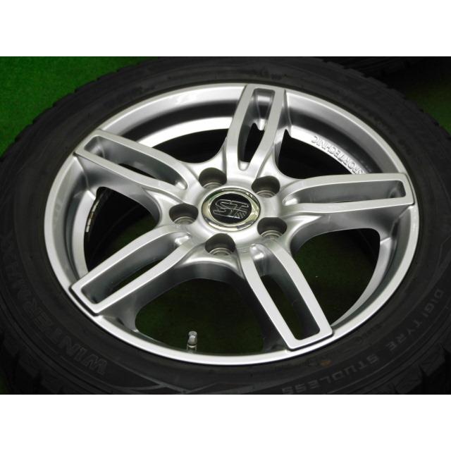 中古 ホイールタイヤ 4本 205/55R16 2017年製 5分山 スポーツテクニック スタッドレス タイヤ ダンロップ ウィンターマックス WM01の画像