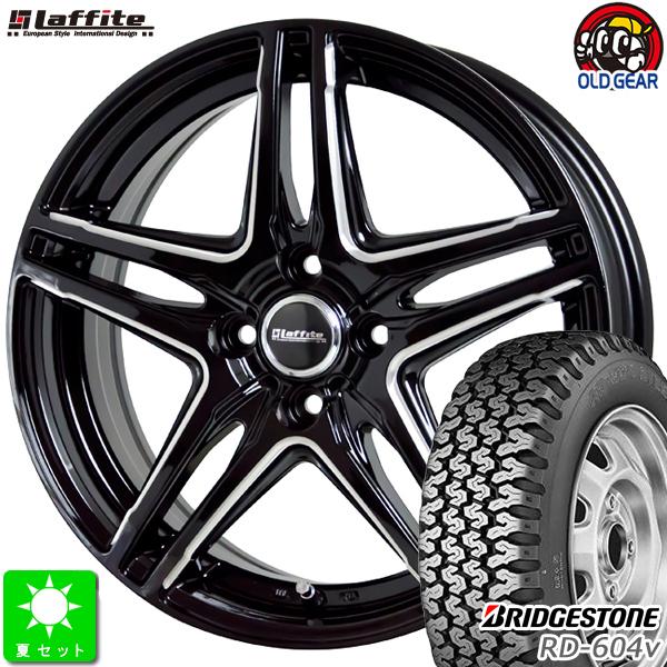 145R13 6PR(145/80R13 82/80) ブリヂストン RD-604V 新品 サマータイヤ ホイール4本セット ラフィットLW-04 13インチ 4.0J 4H100 BK/MP