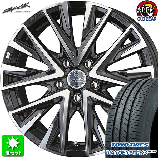 225/45R18 ナノエナジー 3 プラス 新品サマータイヤ ホイール 4本セット 共豊 スマック レジーナ サファイアブラック×ポリッシュ 18インチ 5H100