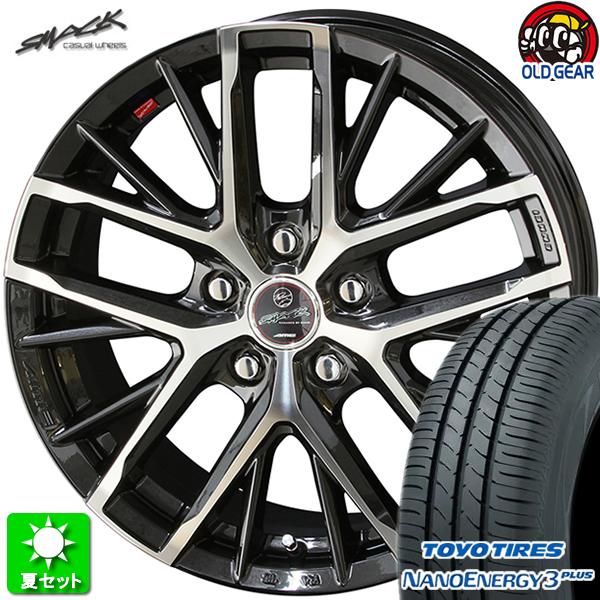 215/55R17 TOYO ナノエナジー 3 プラス 新品サマータイヤ ホイール 4本セット 共豊 スマック レヴィラ サファイアブラック×ポリッシュ 17インチ 5H100｜oldgear