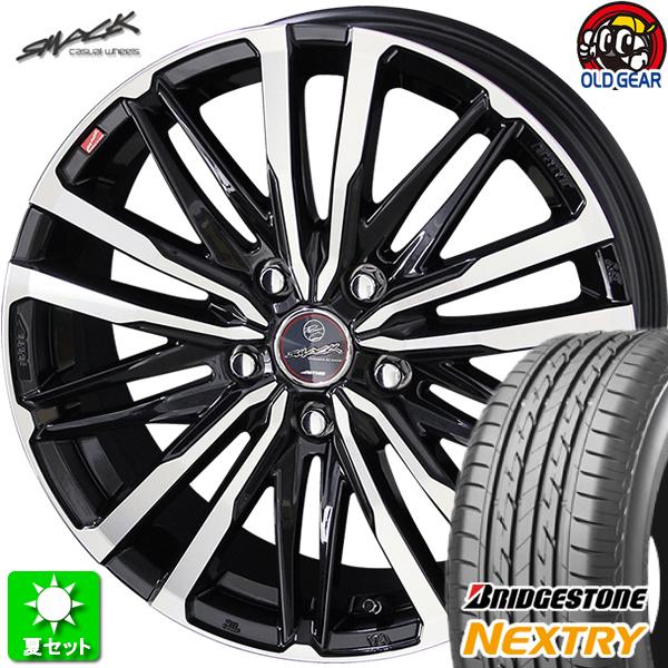 185/60R15 ブリヂストン ネクストリー 新品サマータイヤ ホイール 4本セット 共豊 スマック クレスト サファイアブラック×ポリッシュ 15インチ 5H100
