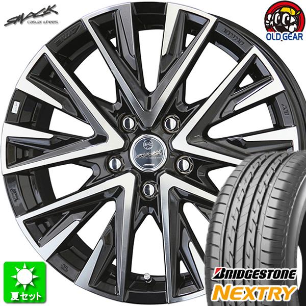 225/50R18 ブリヂストン ネクストリー 新品サマータイヤ ホイール 4本セット 共豊 スマック レジーナ サファイアブラック×ポリッシュ 18インチ 5H100