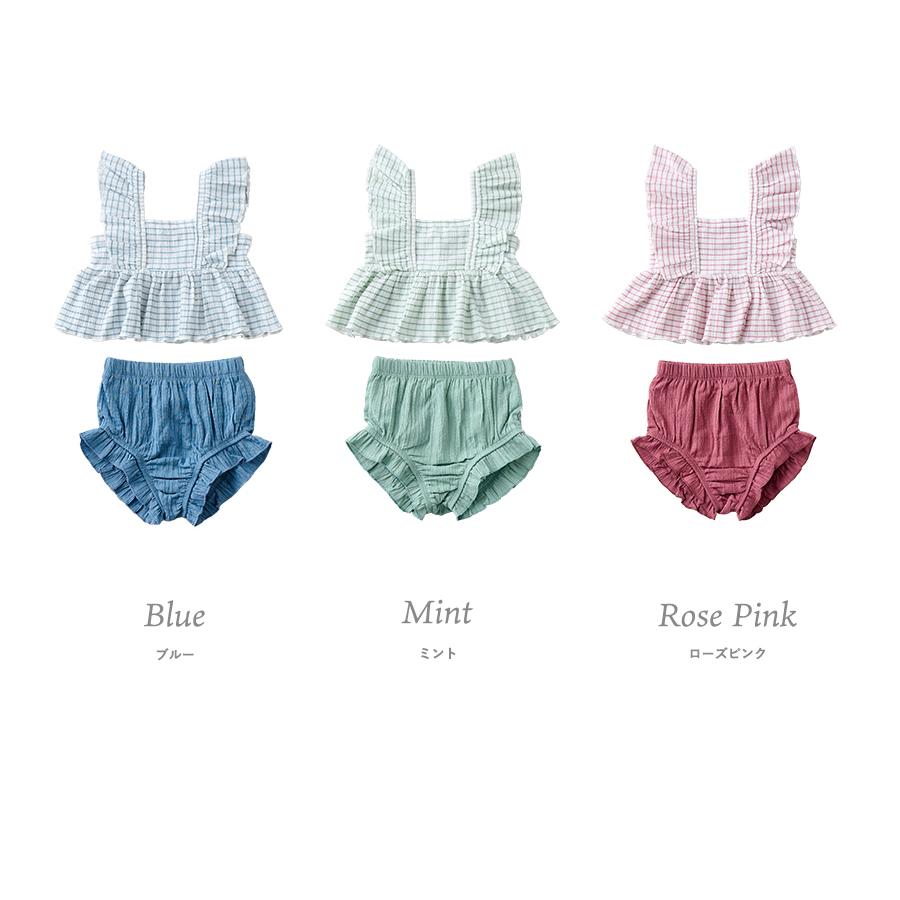 SALE】水着 ベビー 女の子 フリルチェック セパレート水着