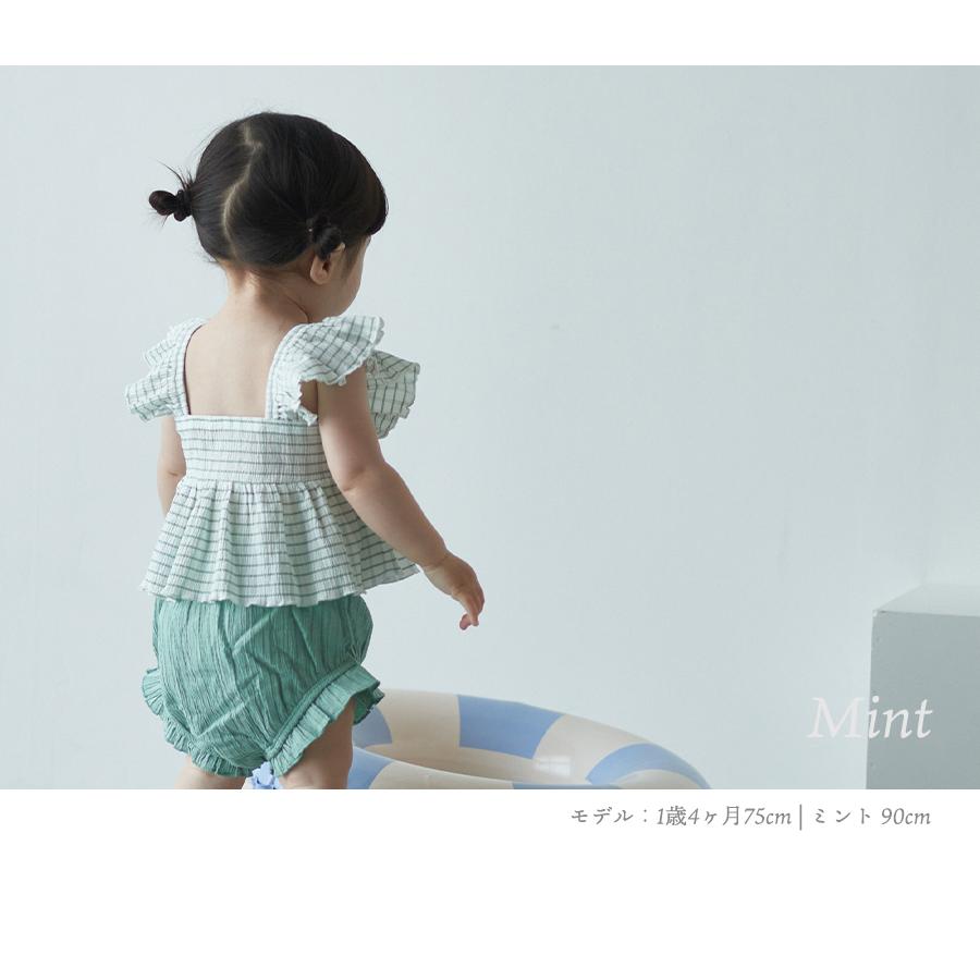 SALE】水着 ベビー 女の子 フリルチェック セパレート水着