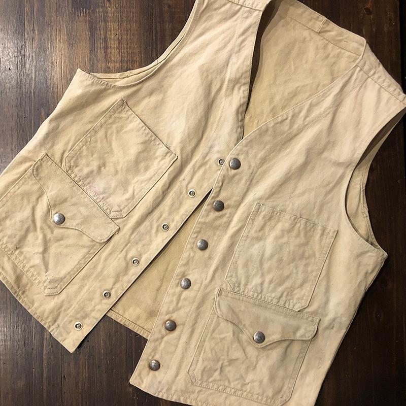 Filson Tin Cloth Original Early Hunting Working Vest Filson's Tag Model Tan  フィルソン ティンクロス ハンティング ベスト Fison's初期タグ