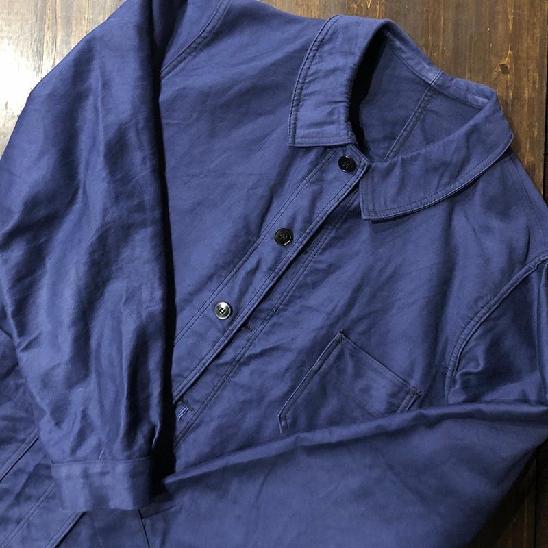 Mont Kemmel Botton Villefranche Blue Moleskin Work Jacket 50 With Paper Tag モンケメル  ブルー モールスキン ワーク ジャケット フラッシャー紙タグ付属｜olds｜20