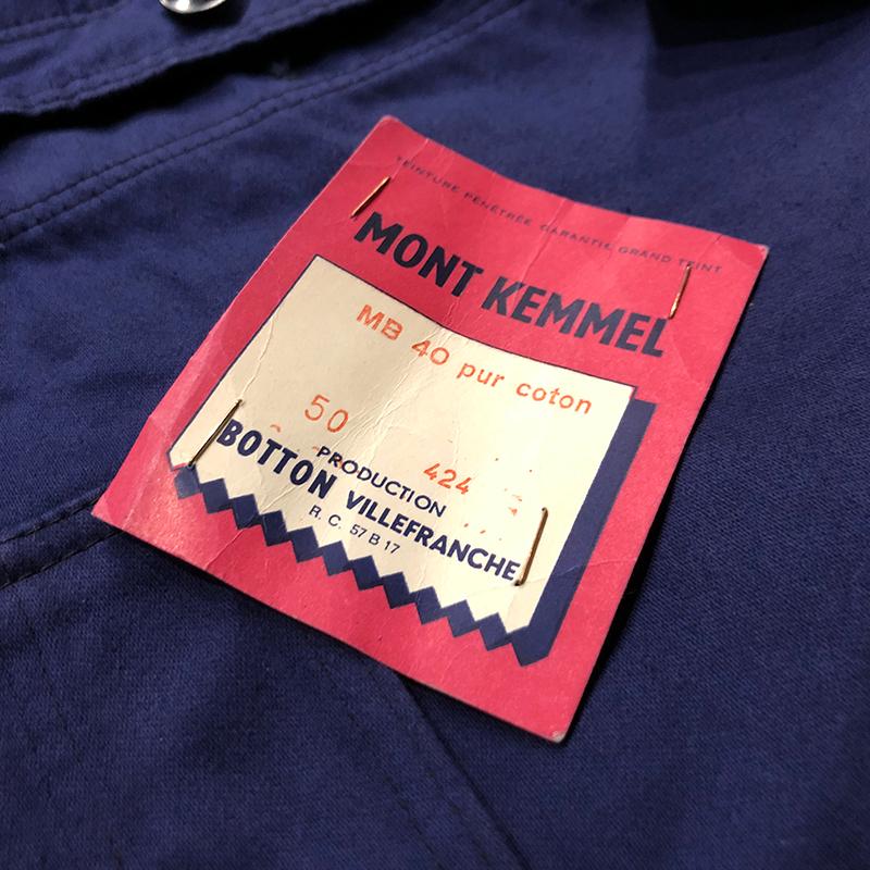 Mont Kemmel Botton Villefranche Blue Moleskin Work Jacket 50 With Paper Tag モンケメル  ブルー モールスキン ワーク ジャケット フラッシャー紙タグ付属｜olds｜21