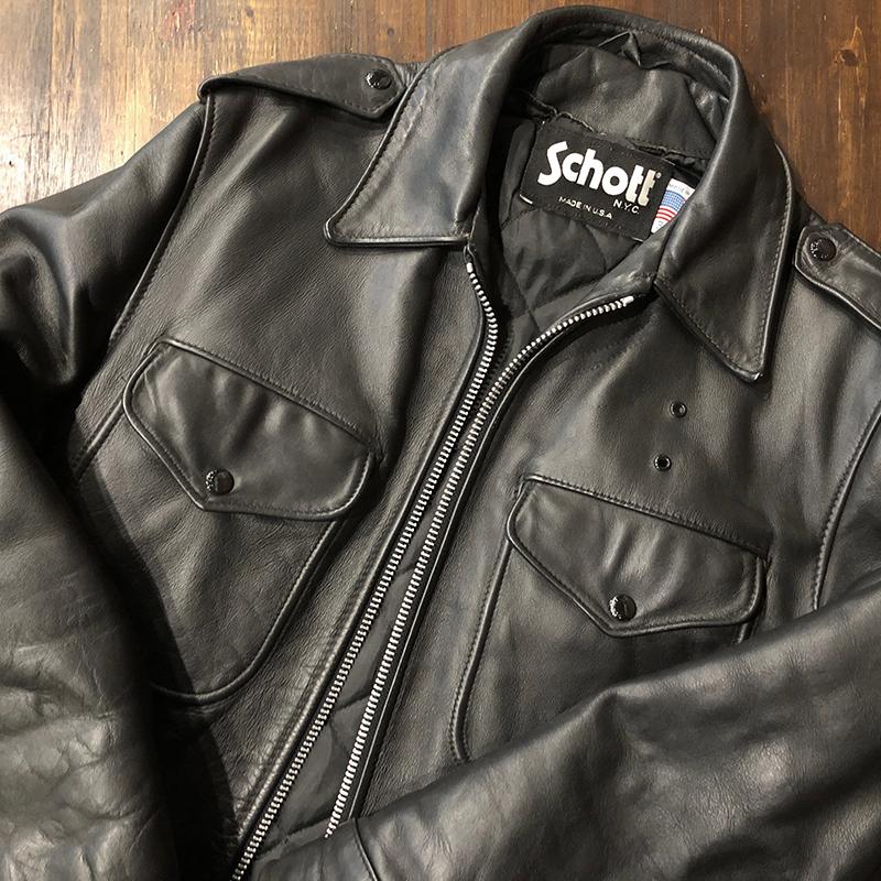 Schott 602 Police Leather Jacket 34 Mint ショット ポリスマン レザー ジャケット サイズ34 ブラック ビンテージ ミントコンディション｜olds｜21