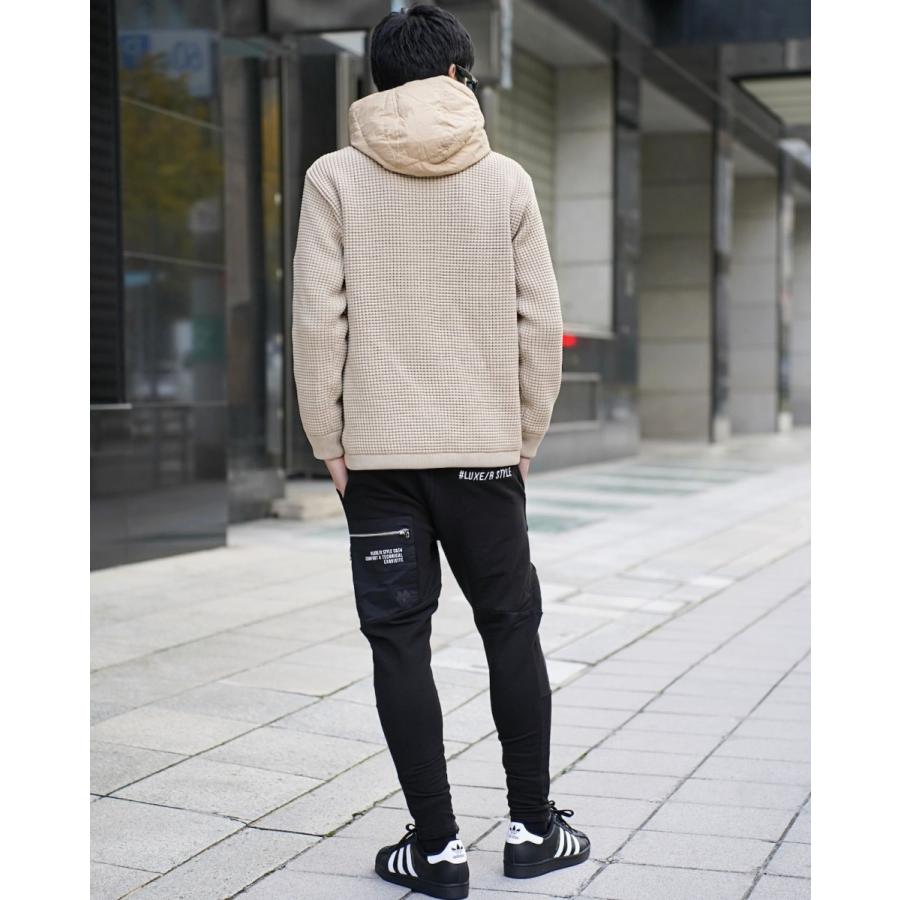 LUXE/R（ラグジュ） (3色) ダウンフェザー＆ワッフル生地切り替えzip