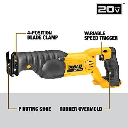 DEWALT 20V MAX Reciprocating Saw, 3,000 Strokes Per Minute, Variable Speed Trigger, Bare Tool Only (DCS380B), Black/Clear｜olg｜02