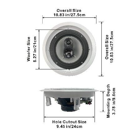 【並行輸入品】 Acoustic Audio CS-IC83 in Ceiling 8\" Speaker 4 Pair Pack 3 Way Home Theater 2800 Wattの画像