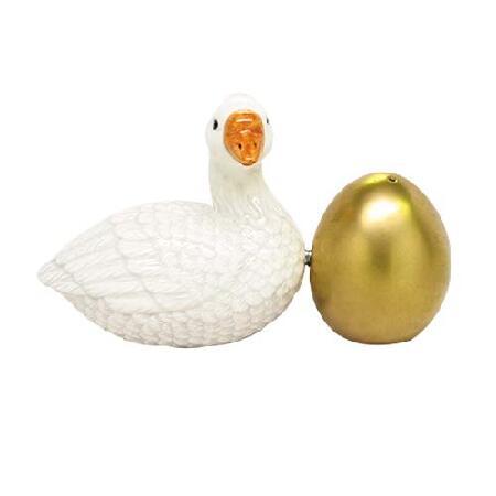 【並行輸入品】 Salt ＆ Pepper Shakers Set - GOOSE AND GOLDEN EGG New Ceramic 9082 | ブランド登録なし