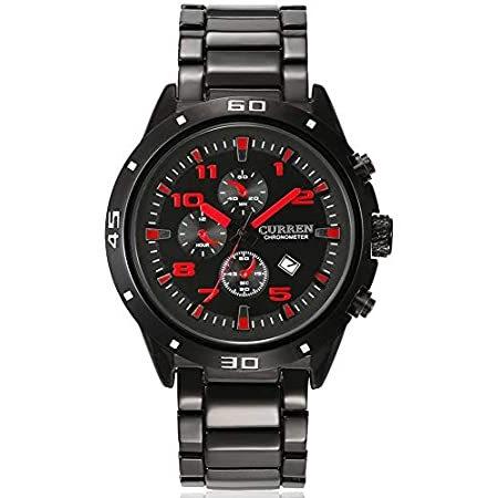 【海外限定】 FanmisブラックステンレススチールLuxury Sport Watchesメンズアナログクオーツ腕時計【並行輸入品】 腕時計