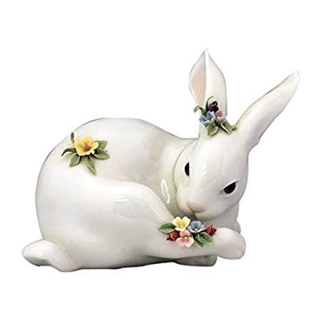 パーティを彩るご馳走や Bunny "Preening Lladro with Gl(並行輸入品) Retired #06099 Figurine Collectible Flowers" オブジェ、置き物