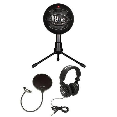 Blue Microphones Snowball Ice Condenser Microphone (Black) with Knox Pop Filter ＆ Studio Headphones by Blue Microphones(並行輸入品)｜olg｜02