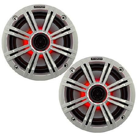 並行輸入品】 KICKER 6.5インチ ホワイト LED マリンスピーカー (数量2