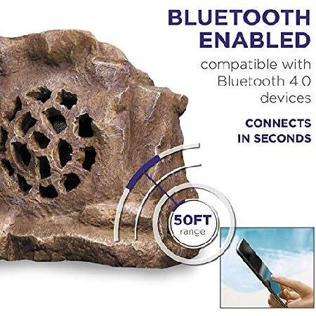 ロシア大手銀行 Alpine Corporation Weather-resistant Bluetooth Solar-Powered Outdoor Wireless Rock Speaker， Brown(並行輸入品)