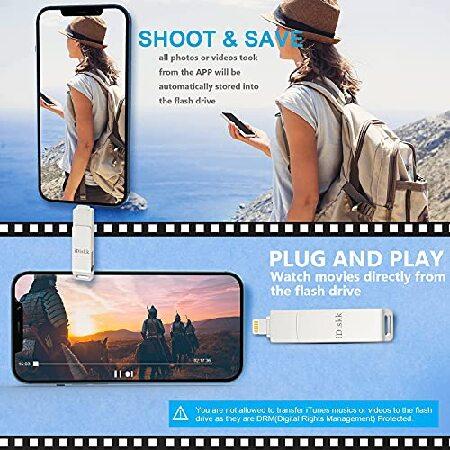 【並行輸入品】 iDiskk 128GB MFi Certified Photo Stick for iPhone Flash Drive for iPhone 14/14 pro/13/13 pro/12/12 mini/12 pro max/11/11 pro/XR/X/XS