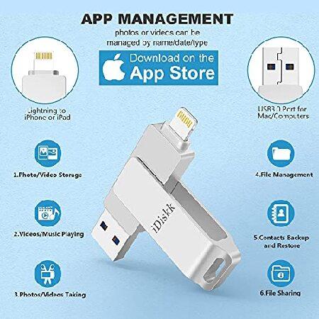 【並行輸入品】 iDiskk 128GB MFi Certified Photo Stick for iPhone Flash Drive for iPhone 14/14 pro/13/13 pro/12/12 mini/12 pro max/11/11 pro/XR/X/XS