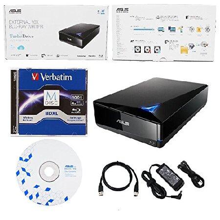 再値下げ Asus 16x External Blu-ray Drive with BD Suite Disc， USB 3.0 Cable， Power Adapter and Cord (BW-16D1X-U) Bundle with 100GB Verbatim M-DISC BDXL