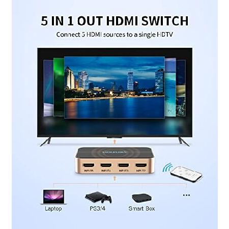 VENTION HDMI分配器 HDMI切替器セレクタ 5入力1出力HDMI 自動切り替え 4K 2K 1080P 3D IR リモコン対応付きントロールPS3 Xbox 360 Sky Box DVD HDT(並行輸入品)｜olg｜02