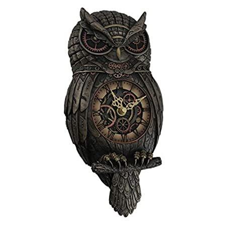 最大15%OFFクーポン Veronese Design 12.5" Tall Steampunk Owl Pendulum Wall Clock Cold Cast Resi【並行輸入品】 オブジェ、置き物